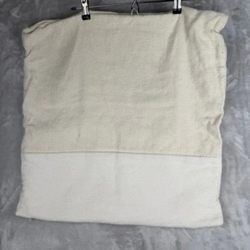 West Elm Lumina Texture Lumbar Pillow Cover Neutral Jute Cotton Blend 12x20‎